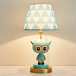 Cartoon Cow Boy Night Lamp With Triangle Print Shade In Pink/Blue - Resin Table Lighting Blue