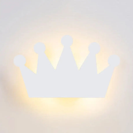 Cartoon Crown Wall Light - Energy-Saving Led For Kids Bedroom White