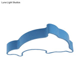 Cartoon Dolphin Led Flushmount Light For Children’s Room - Acrylic Ceiling Mounted Green/Blue/Red