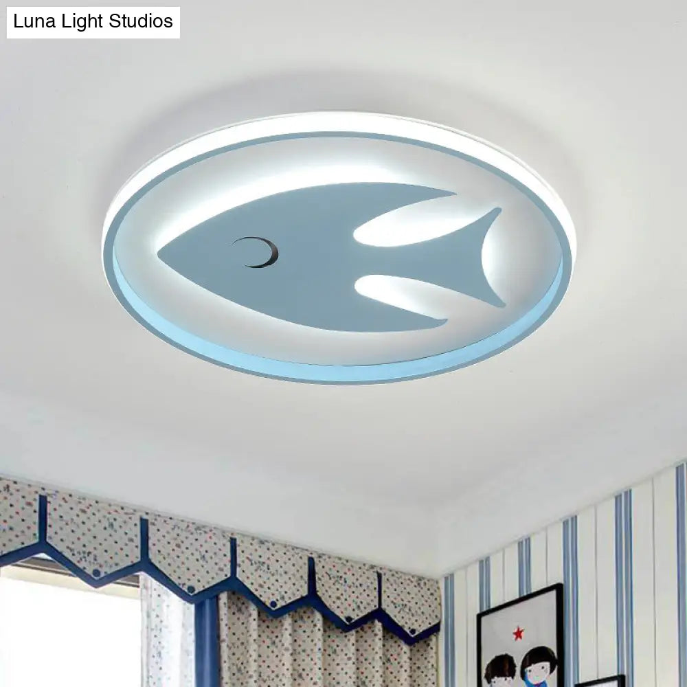 Cartoon Fish/Giraffe Ceiling Light For Nursery - Integrated Led Flushmount Lamp In Pink/Blue Acrylic