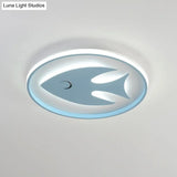 Cartoon Fish/Giraffe Ceiling Light For Nursery - Integrated Led Flushmount Lamp In Pink/Blue Acrylic