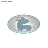 Cartoon Fish/Giraffe Ceiling Light For Nursery - Integrated Led Flushmount Lamp In Pink/Blue Acrylic