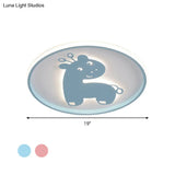 Cartoon Fish/Giraffe Ceiling Light For Nursery - Integrated Led Flushmount Lamp In Pink/Blue Acrylic