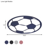 Cartoon Football Led Flush Ceiling Light For Nursery - White/Black/Pink