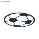 Cartoon Football Led Flush Ceiling Light For Nursery - White/Black/Pink