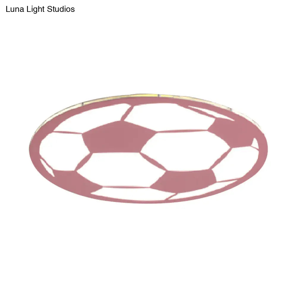 Cartoon Football Led Flush Ceiling Light For Nursery - White/Black/Pink
