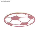 Cartoon Football Led Flush Ceiling Light For Nursery - White/Black/Pink