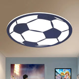 Cartoon Football Led Flush Ceiling Light For Nursery - White/Black/Pink Blue