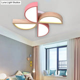 Cartoon - Inspired 4 - Head Toy Windmill Led Flush Ceiling Light For Nursing Room Wooden And Metal
