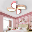 Cartoon - Inspired 4 - Head Toy Windmill Led Flush Ceiling Light For Nursing Room Wooden And Metal