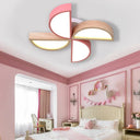 Cartoon - Inspired 4 - Head Toy Windmill Led Flush Ceiling Light For Nursing Room Wooden And Metal