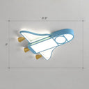 Cartoon Jet Plane Led Flush - Mount Light Fixture For Child Bedroom Ceiling - Blue / White Rounded