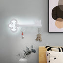 Cartoon Led Bedroom Wall Sconce Lamp With Metal Hook - Black/White/Pink White