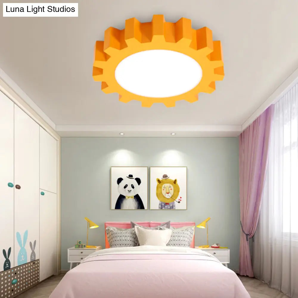 Cartoon Led Ceiling Light For Kindergarten: Metal Gear Mount