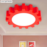 Cartoon Led Ceiling Light For Kindergarten: Metal Gear Mount