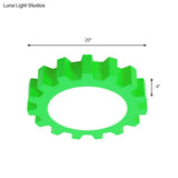 Cartoon Led Ceiling Light For Kindergarten: Metal Gear Mount