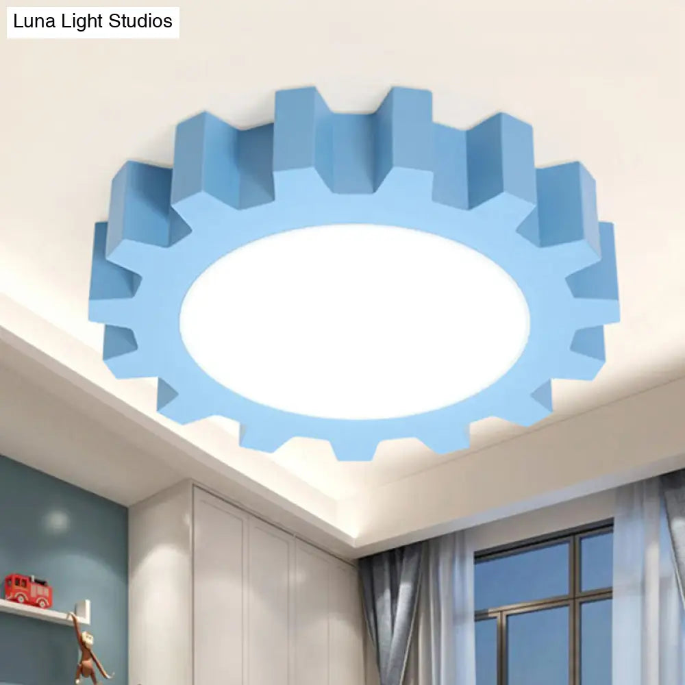 Cartoon Led Ceiling Light For Kindergarten: Metal Gear Mount