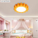 Cartoon Led Ceiling Light For Kindergarten: Metal Gear Mount Yellow / 16 White