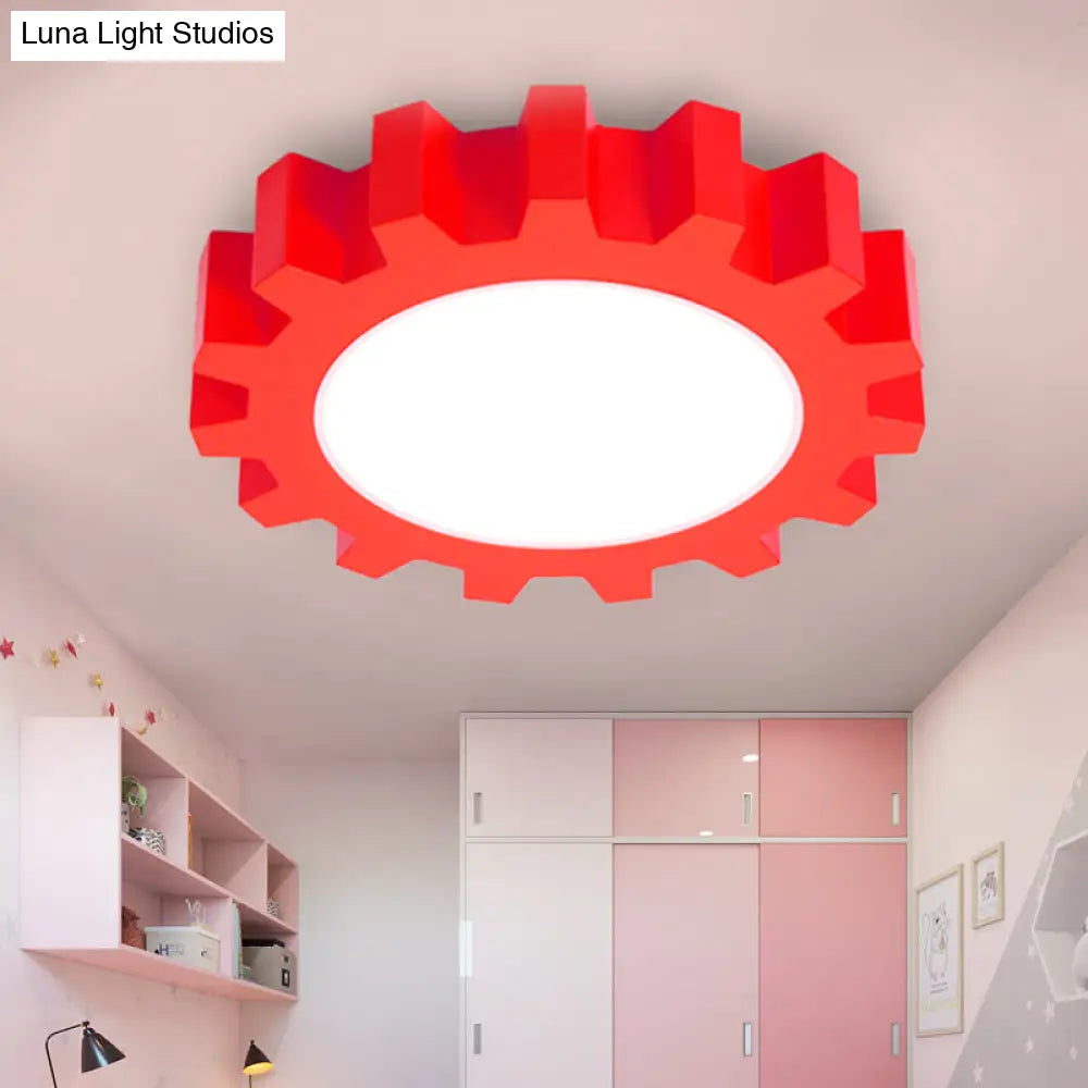 Cartoon Led Ceiling Light For Kindergarten: Metal Gear Mount