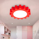 Cartoon Led Ceiling Light For Kindergarten: Metal Gear Mount Red / 16’ Warm