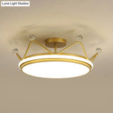 Cartoon Led Crown Ceiling Light For Kids Room - Flush Mount Fixture Gold / 23.5 Third Gear