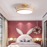 Cartoon Led Crown Ceiling Light For Kids Room - Flush Mount Fixture Pink / 23.5’ Third Gear