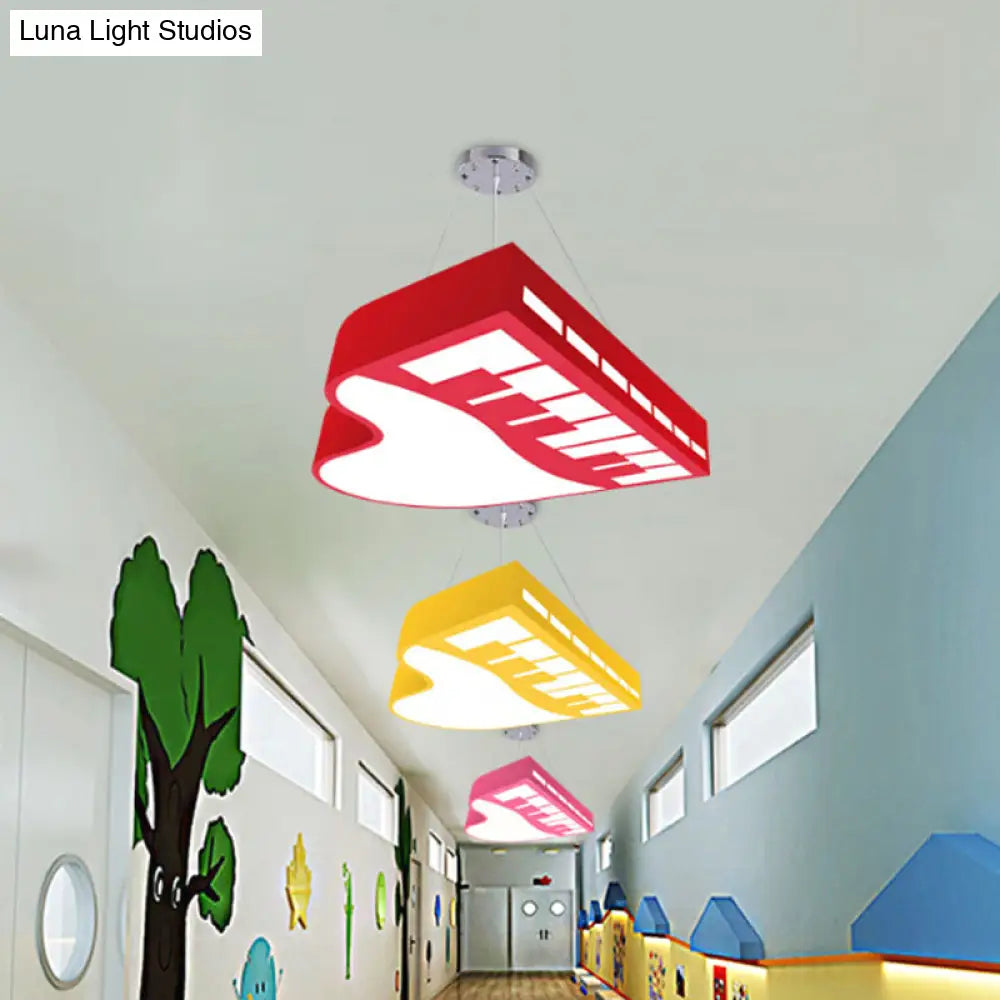 Cartoon Led Hanging Chandelier Piano Pendant Light For Corridor With Acrylic Shade
