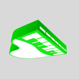 Cartoon Led Hanging Chandelier Piano Pendant Light For Corridor With Acrylic Shade Green