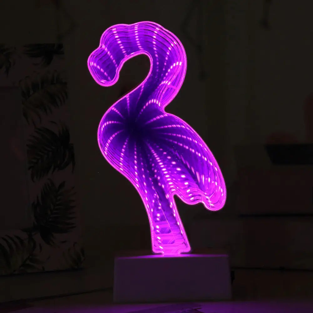 Cartoon Led Neon Sign Nightstand Lamp For Girls Room - Stylish & Portable White / Battery Bird