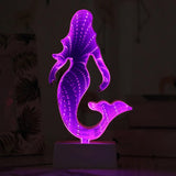 Cartoon Led Neon Sign Nightstand Lamp For Girls Room - Stylish & Portable White / Battery Mermaid