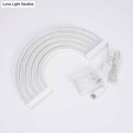 Cartoon Led Table Light: Artistic Plastic Lamp For Bedroom With Battery Power - Neon Wall Lighting