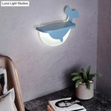 Cartoon Led Wall Sconce With Shelf For Kids Bedroom Decor
