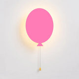 Cartoon Led Wall Sconce - Wooden Slim Panel Balloon Light For Childs Bedroom Or Kindergarten Pink