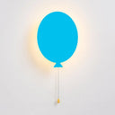 Cartoon Led Wall Sconce - Wooden Slim Panel Balloon Light For Childs Bedroom Or Kindergarten Sky