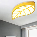 Cartoon Macaron Led Ceiling Light For Child Bedroom - Metal Acrylic Leaf Design Yellow / Third Gear