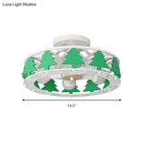Cartoon Metal Ceiling Lamp - Green Pine Tree Semi Mount Light (5 Heads) Ideal For Hotels