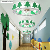Cartoon Metal Ceiling Lamp - Green Pine Tree Semi Mount Light (5 Heads) Ideal For Hotels