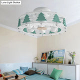 Cartoon Metal Drum Shaped 6 - Light Kids Room Ceiling Lamp In White
