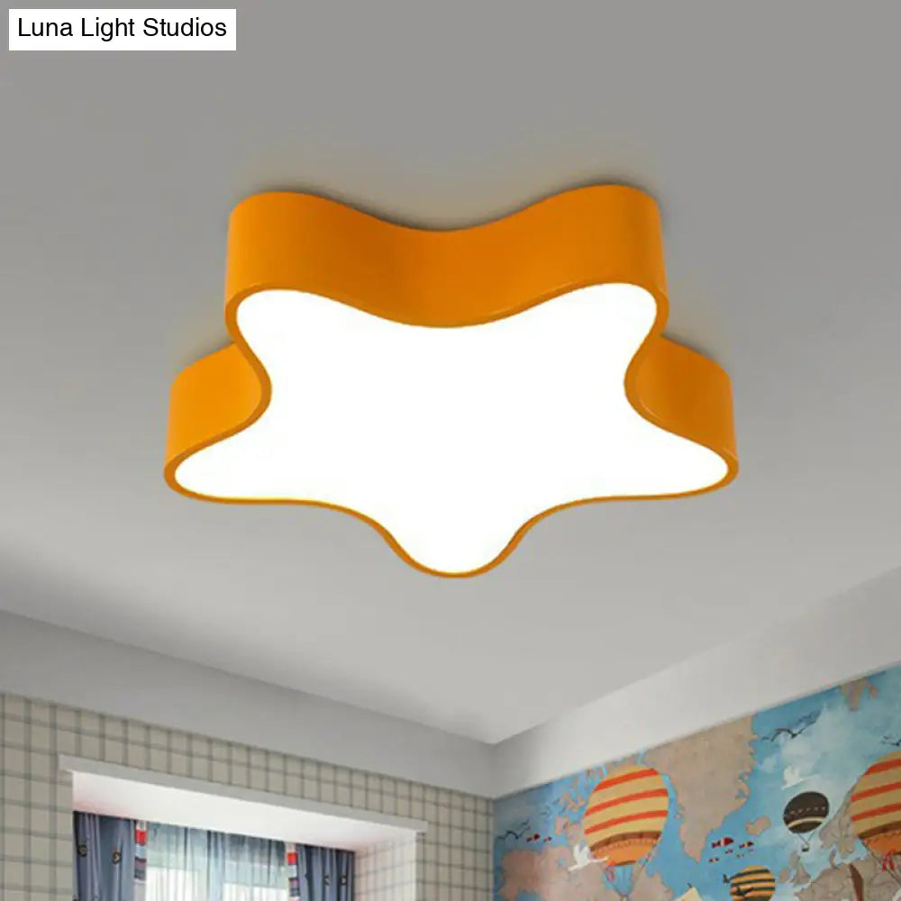 Cartoon Metal Pentacle Led Flush Mount Ceiling Light For Bedrooms Yellow / 18 White