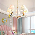 Cartoon Multi-Color Hanging Lamp Fixture - 5-Light Metal Ceiling For Kids Bedroom White