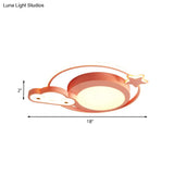 Cartoon Nebula Flush Lighting Led Ceiling Mount Fixture In Pink With White/Warm Light