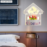 Cartoon Pattern Led Wall Lamp - Elegant White Acrylic Sconce Light For Living Room Décor
