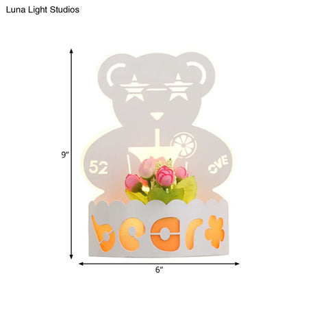 Cartoon Pattern Led Wall Lamp - Elegant White Acrylic Sconce Light For Living Room Décor