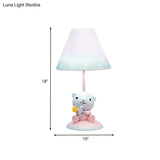 Cartoon Pink Constellation Night Table Light - Resin Lamp With Cone Fabric Shade