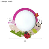 Cartoon Pink Snail Ceiling Light: Fun Metal & Acrylic Flush Mount For Girls’ Bedrooms