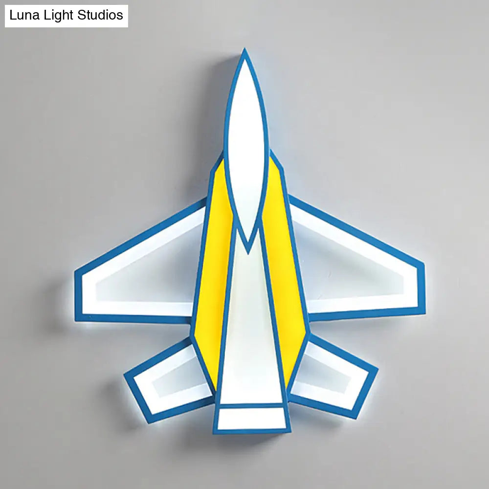 Cartoon Plane Led Flush Mount Ceiling Light - Perfect For Childrens Rooms Yellow / 21.5 White