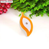 Cartoon Plug-In Led Night Lamp For Kids Room - Plastic Leaf Mini Wall Lighting In Green/Pink/White