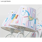 Cartoon Pony 5-Light Hanging Chandelier With Tapered White Shade For Nursing Room