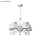 Cartoon Pony 5-Light Hanging Chandelier With Tapered White Shade For Nursing Room