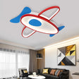 Cartoon Propeller Plane Led Ceiling Light For Kids’ Bedroom In Red & Blue / White